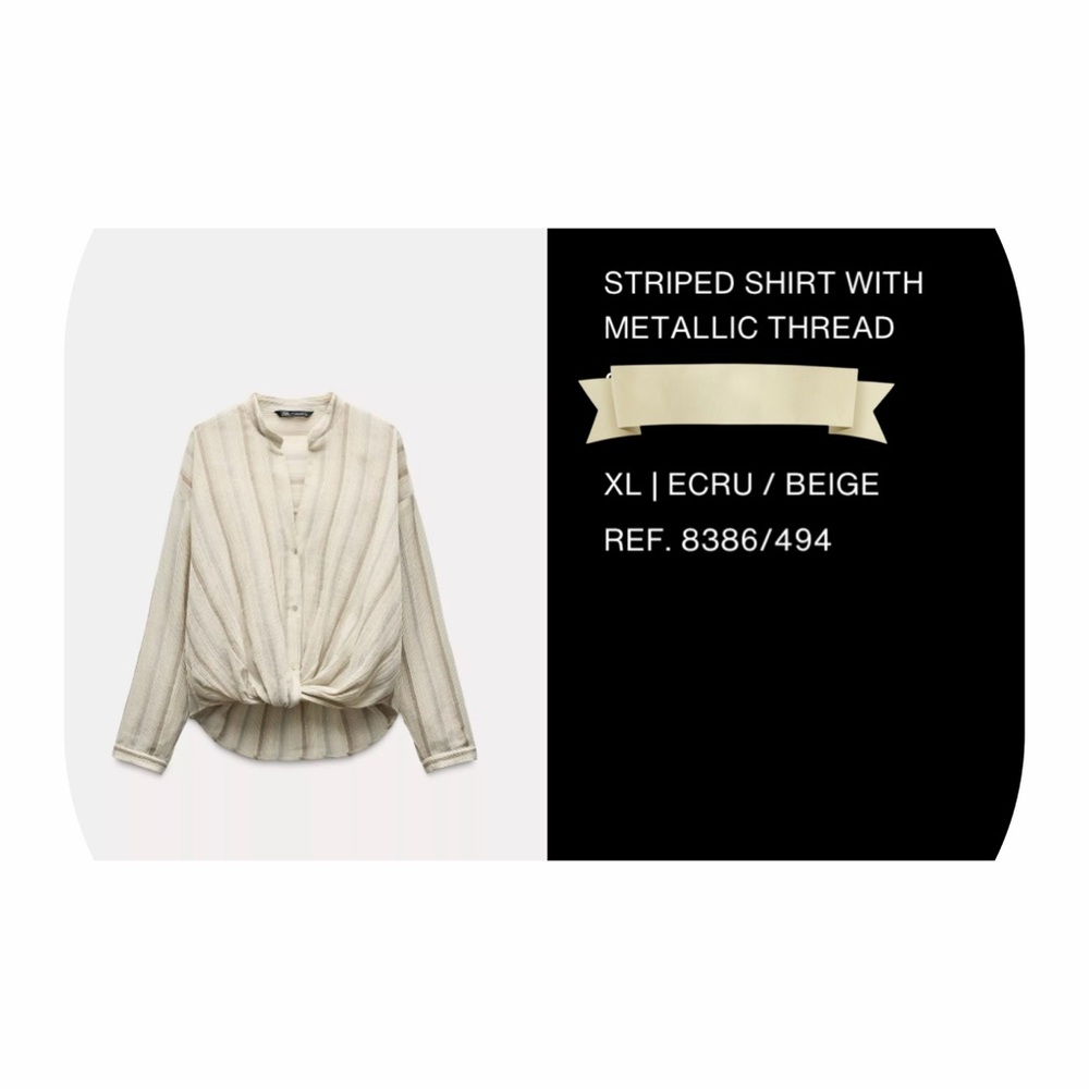 Zara Cream Striped Blouse - Picture 2 of 2